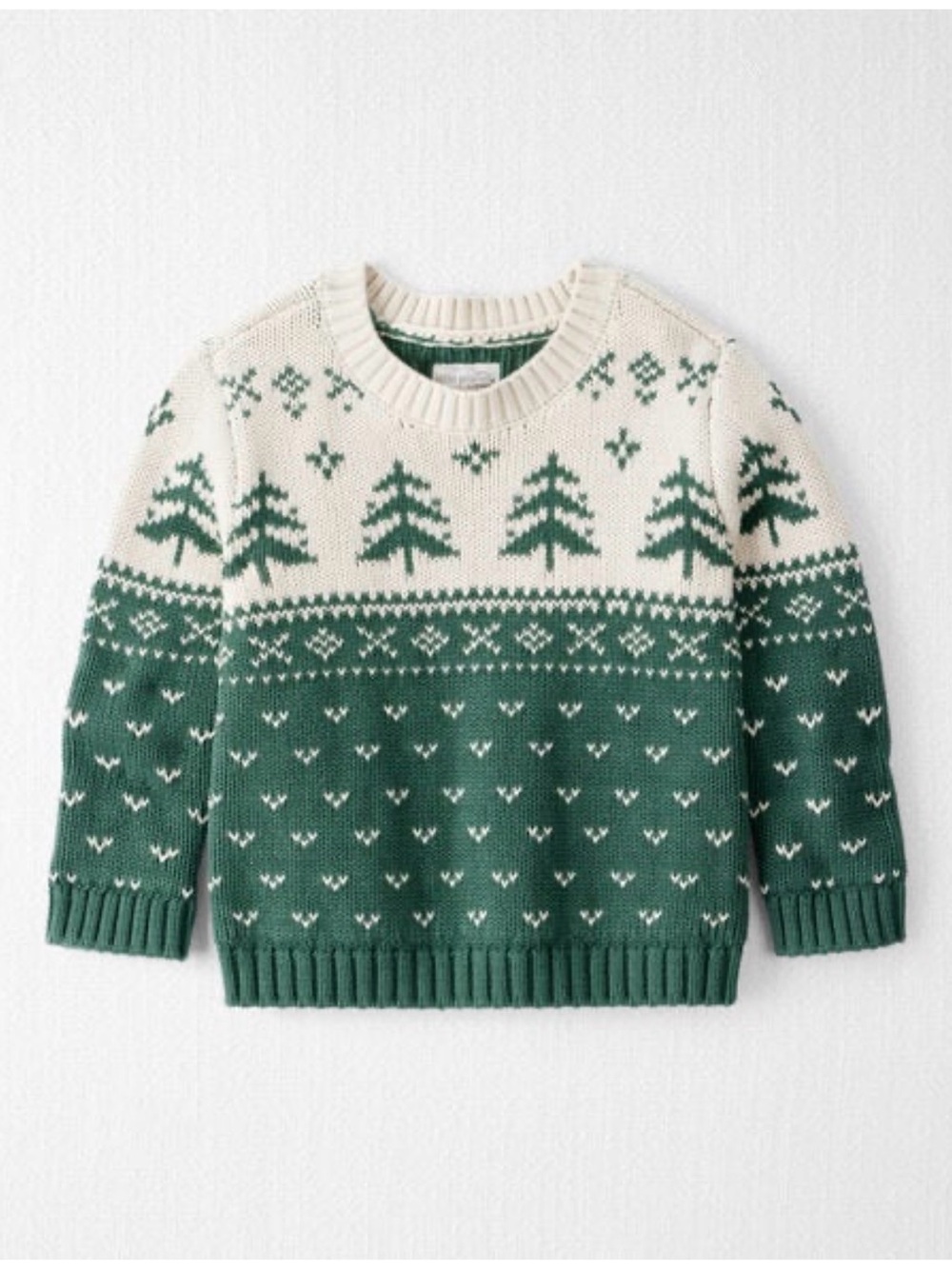 Carter's Green and Cream Fair Isle Knit Sweater